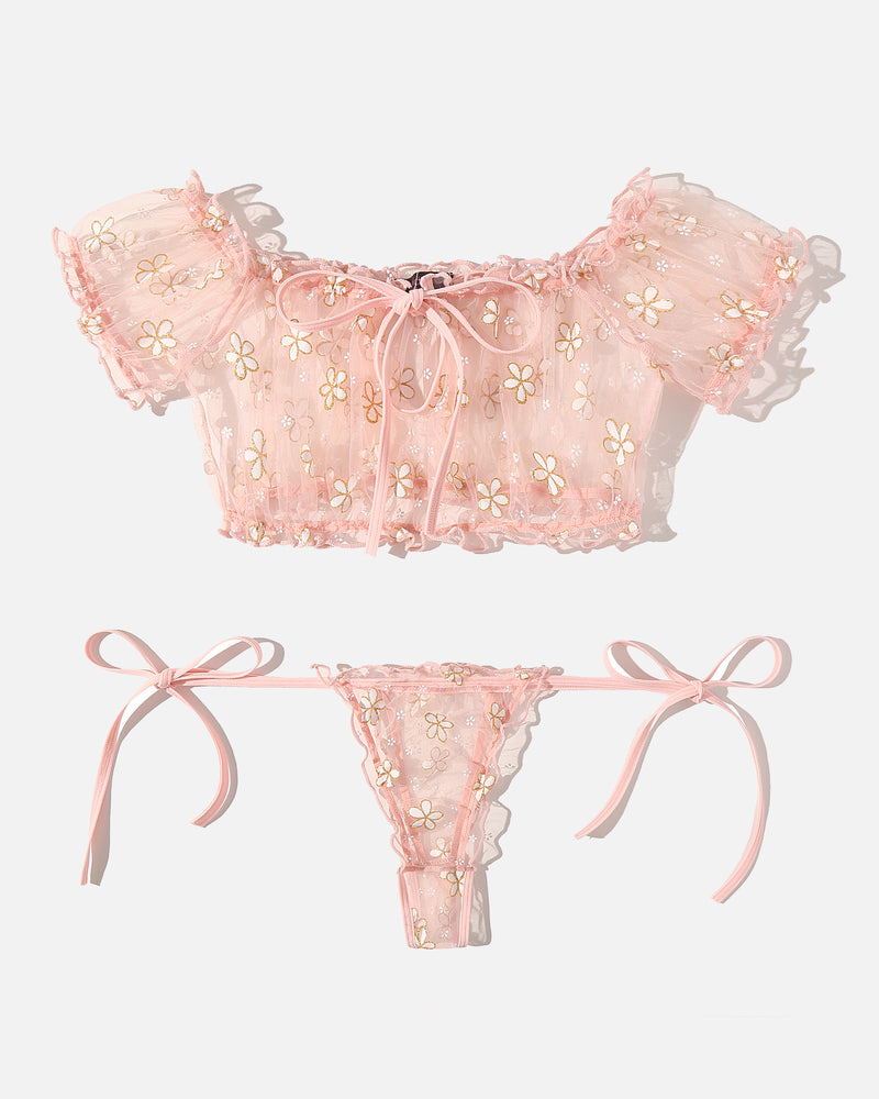 Leopard Ruffle BH und Panty Set