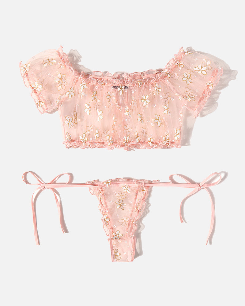 Leopard Ruffle BH und Panty Set