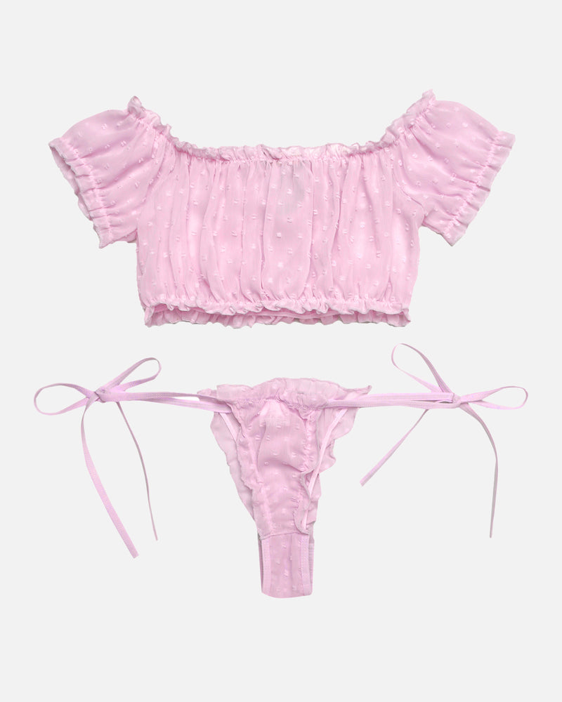 2 Packungen Mesh Ruffle BH und Panty Set
