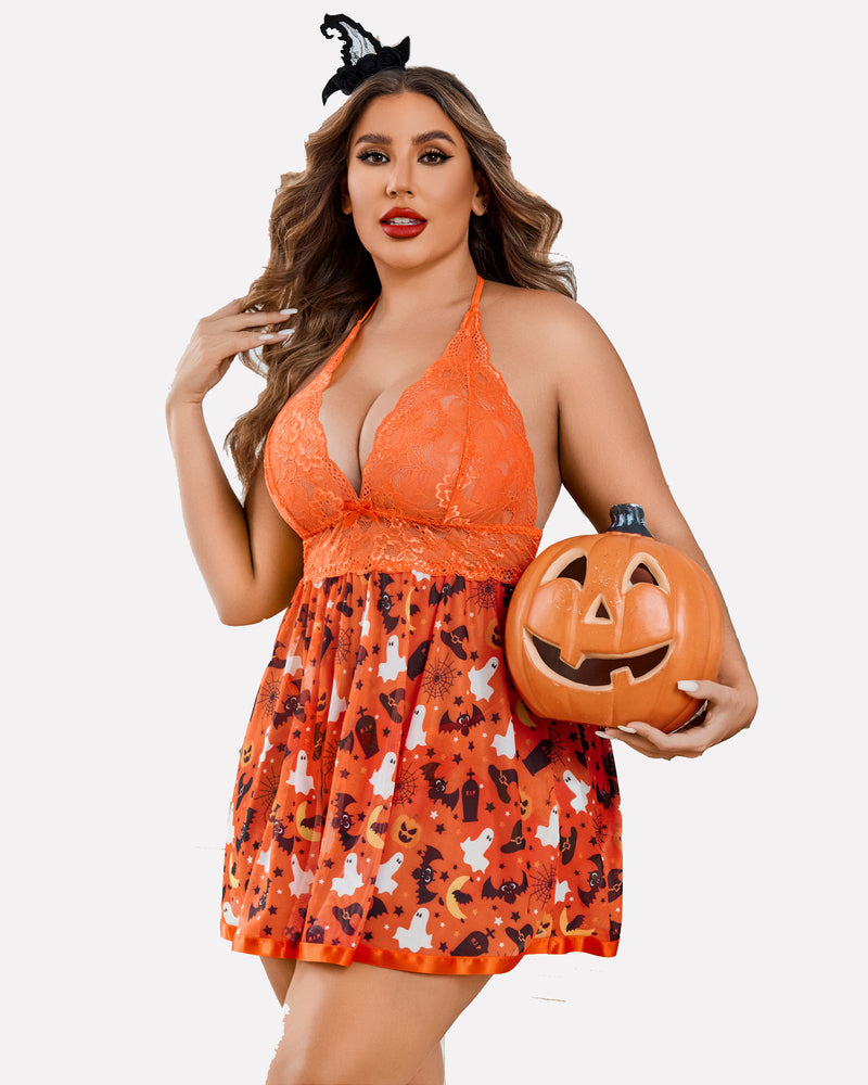 Plus Size Durchsichtige Spitze Mesh Babydoll
