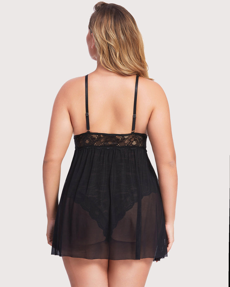 Plus Größe Leopard Snap Crotch Babydoll