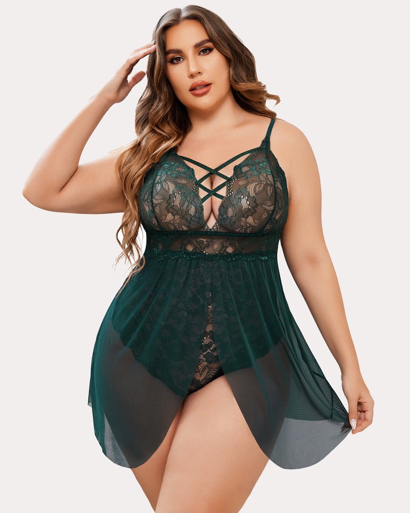 Plus Größe Leopard Snap Crotch Babydoll