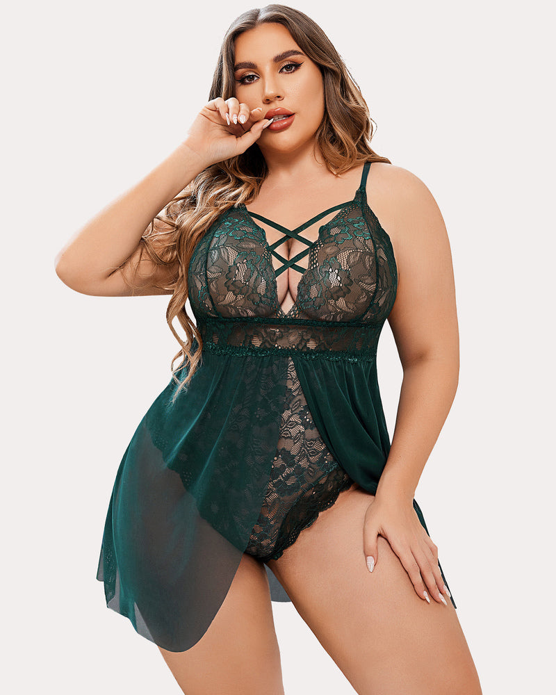 Plus Größe Leopard Snap Crotch Babydoll