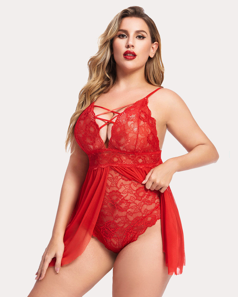 Plus Größe Leopard Snap Crotch Babydoll