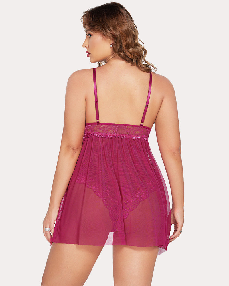 Plus Größe Leopard Snap Crotch Babydoll
