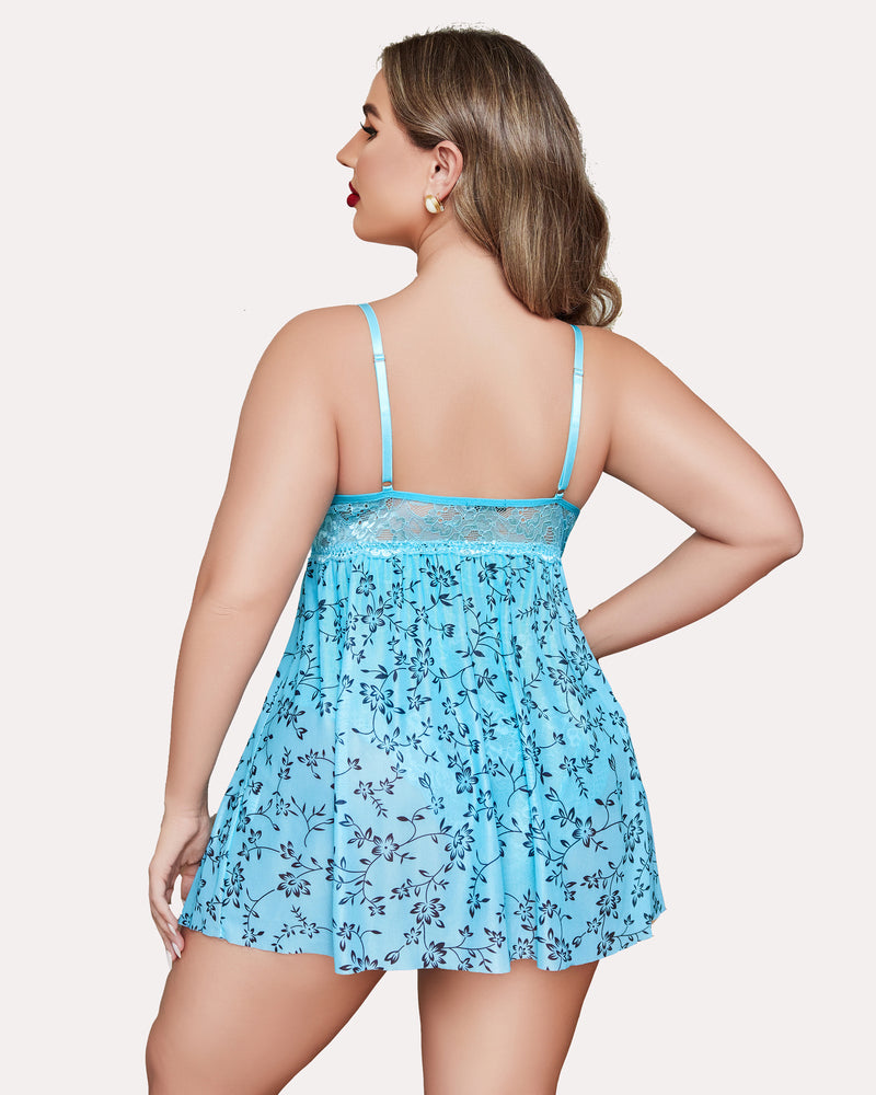 Plus Größe Leopard Snap Crotch Babydoll