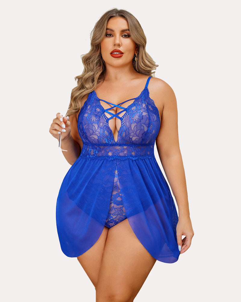 Plus Größe Leopard Snap Crotch Babydoll