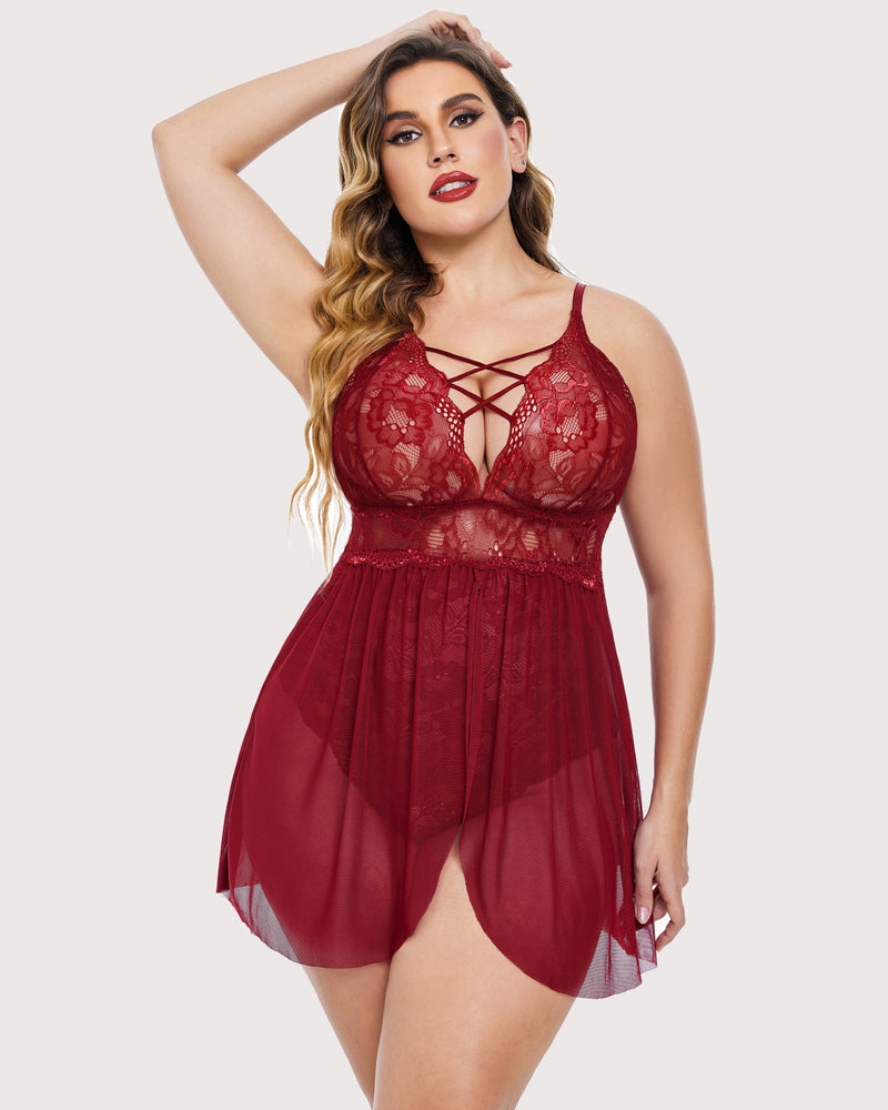 Plus Größe Leopard Snap Crotch Babydoll