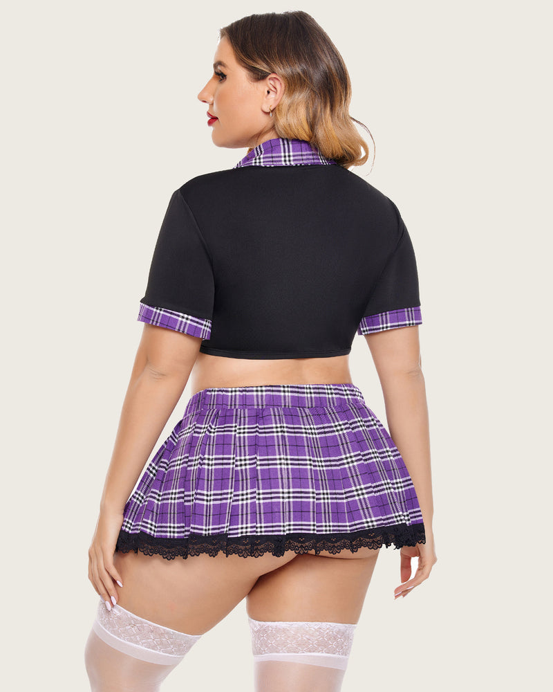 Plus Size Dessous mit Krawattenoberteil und Minirock