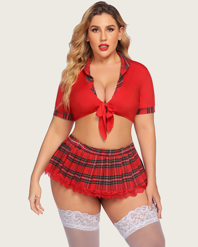 Plus Size Dessous mit Krawattenoberteil und Minirock
