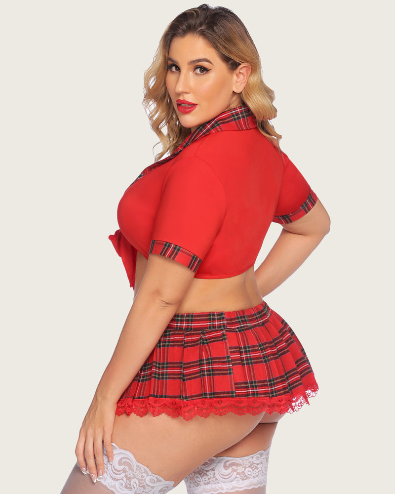 Plus Size Dessous mit Krawattenoberteil und Minirock