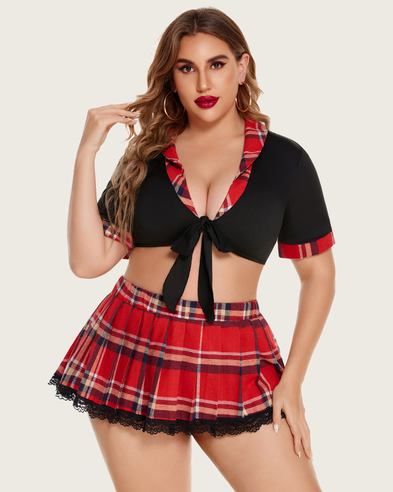 Plus Size Dessous mit Krawattenoberteil und Minirock