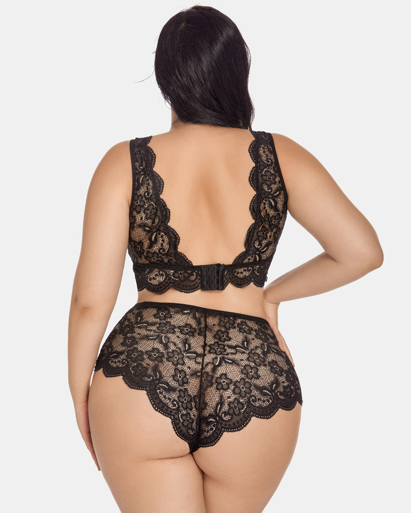 Plus Size Spitze Halter hohe Taille Panty Set