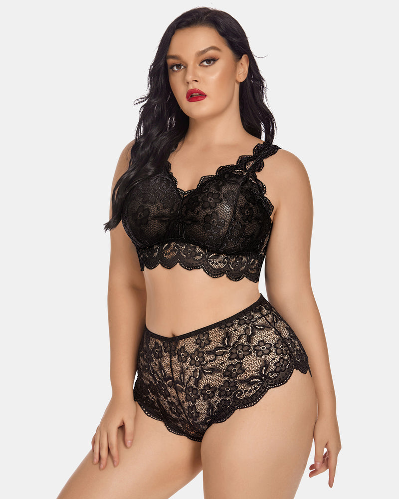 Plus Size Spitze Halter hohe Taille Panty Set