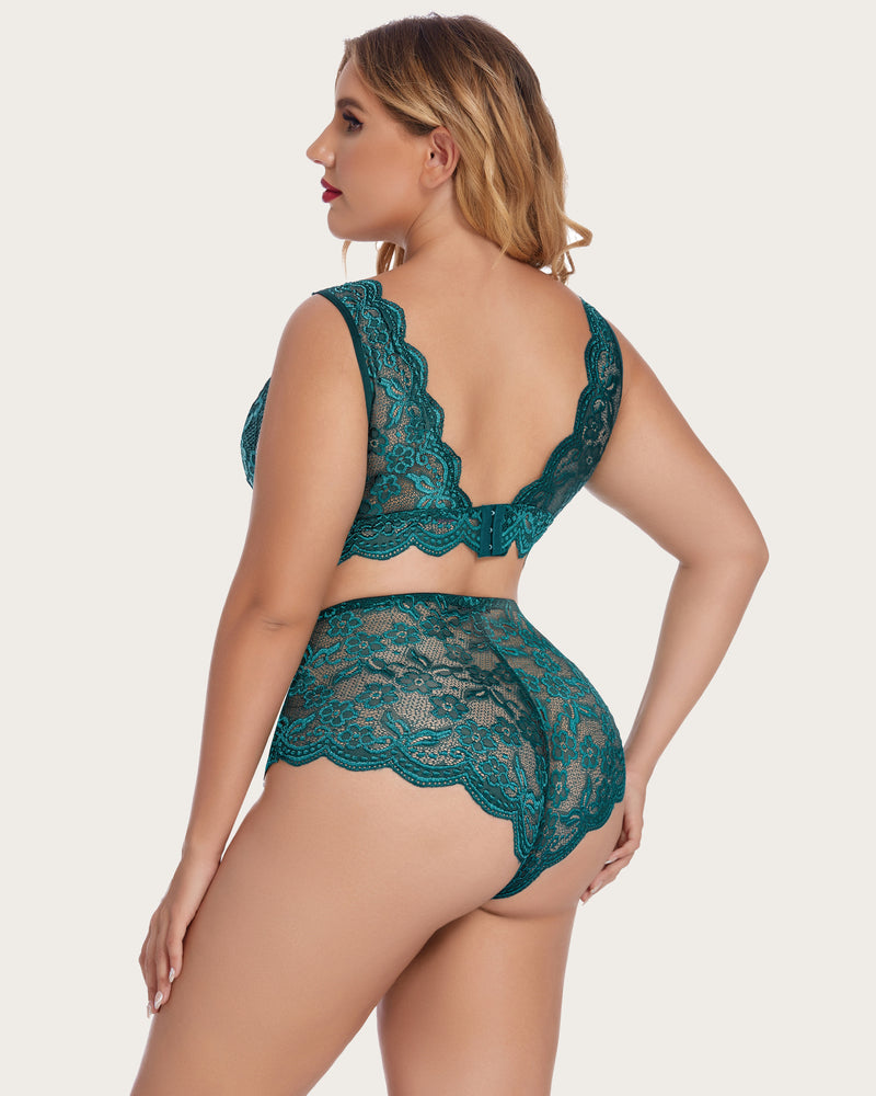 Plus Size Spitze Halter hohe Taille Panty Set