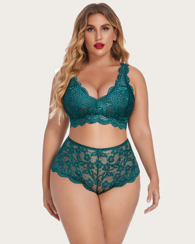Plus Size Spitze Halter hohe Taille Panty Set