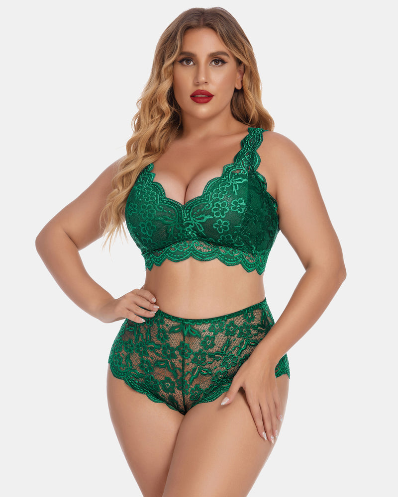 Plus Size Spitze Halter hohe Taille Panty Set