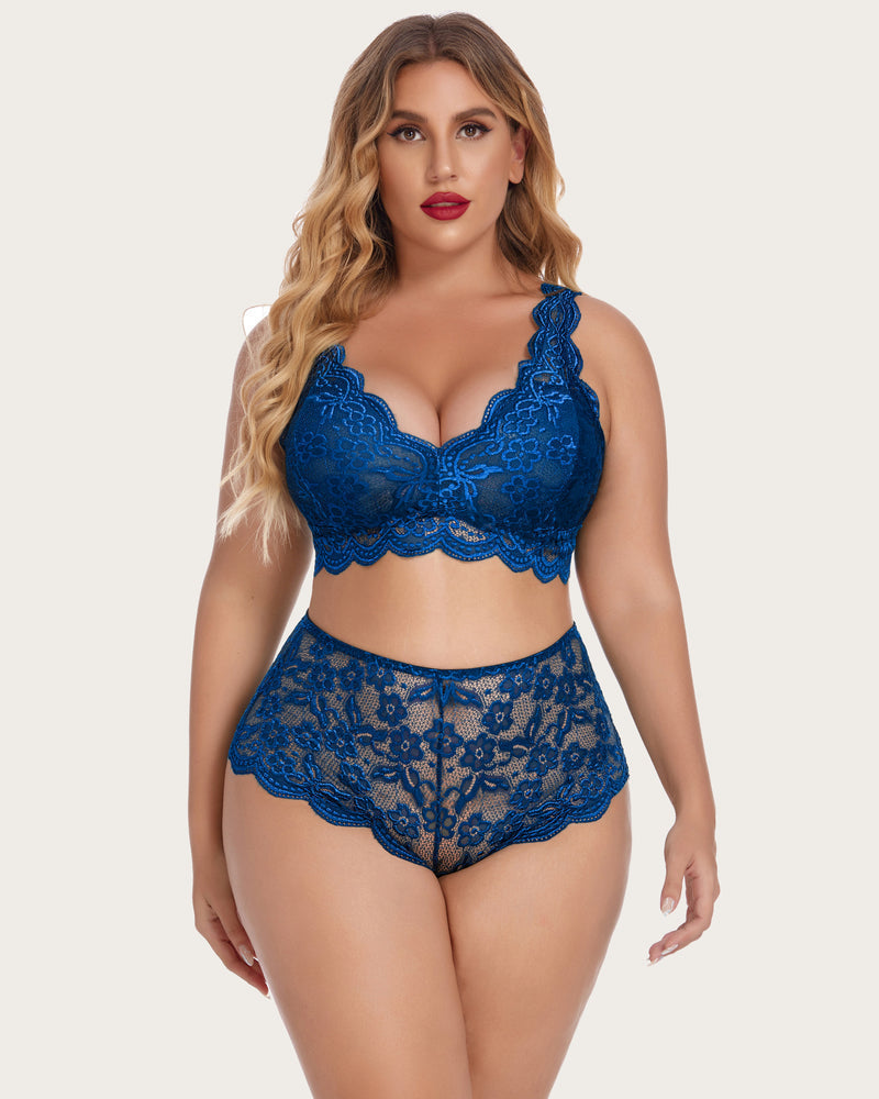Plus Size Spitze Halter hohe Taille Panty Set