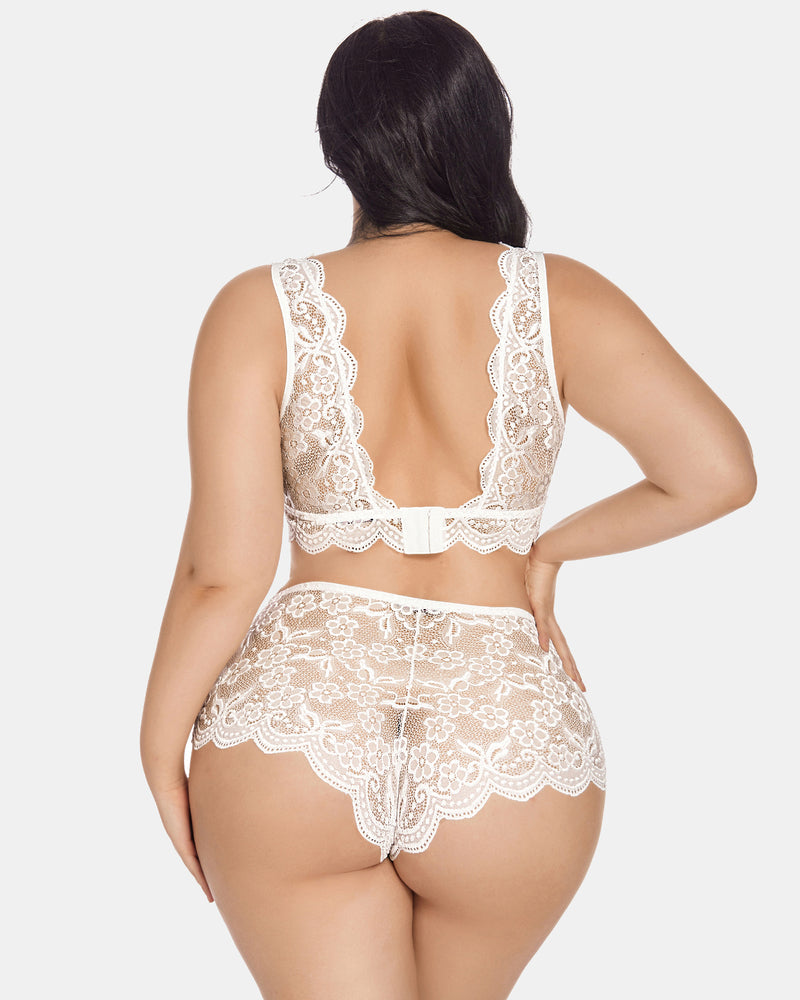 Plus Size Spitze Halter hohe Taille Panty Set