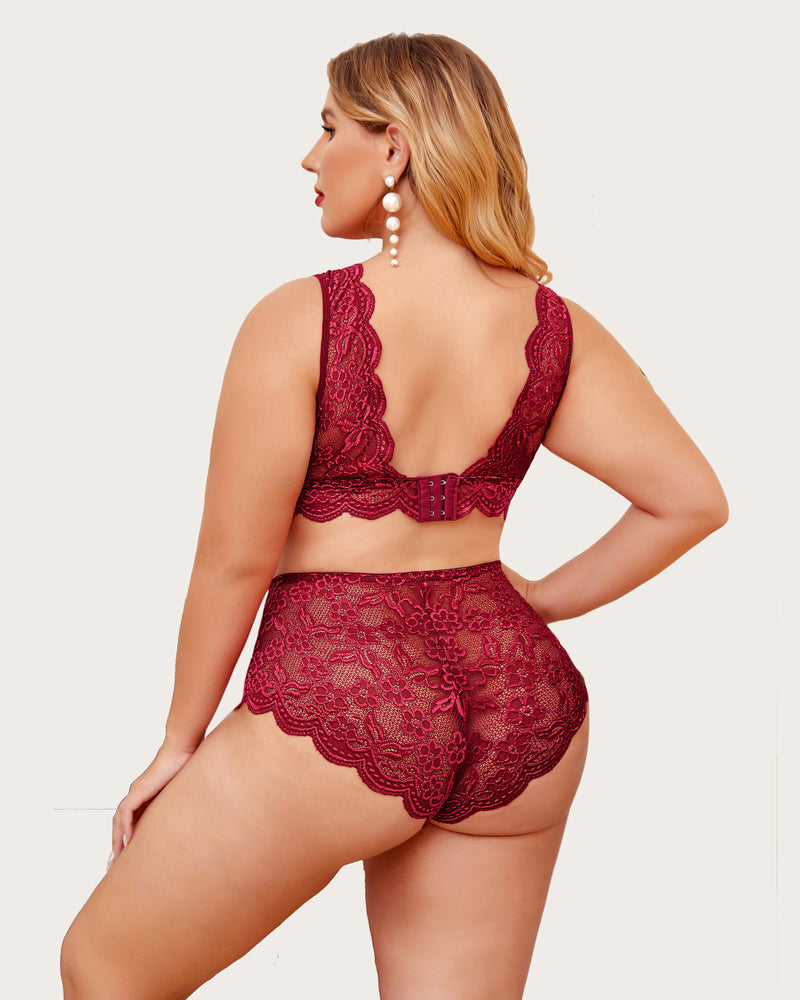 Plus Size Spitze Halter hohe Taille Panty Set