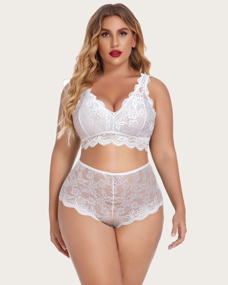 Plus Size Spitze Halter hohe Taille Panty Set