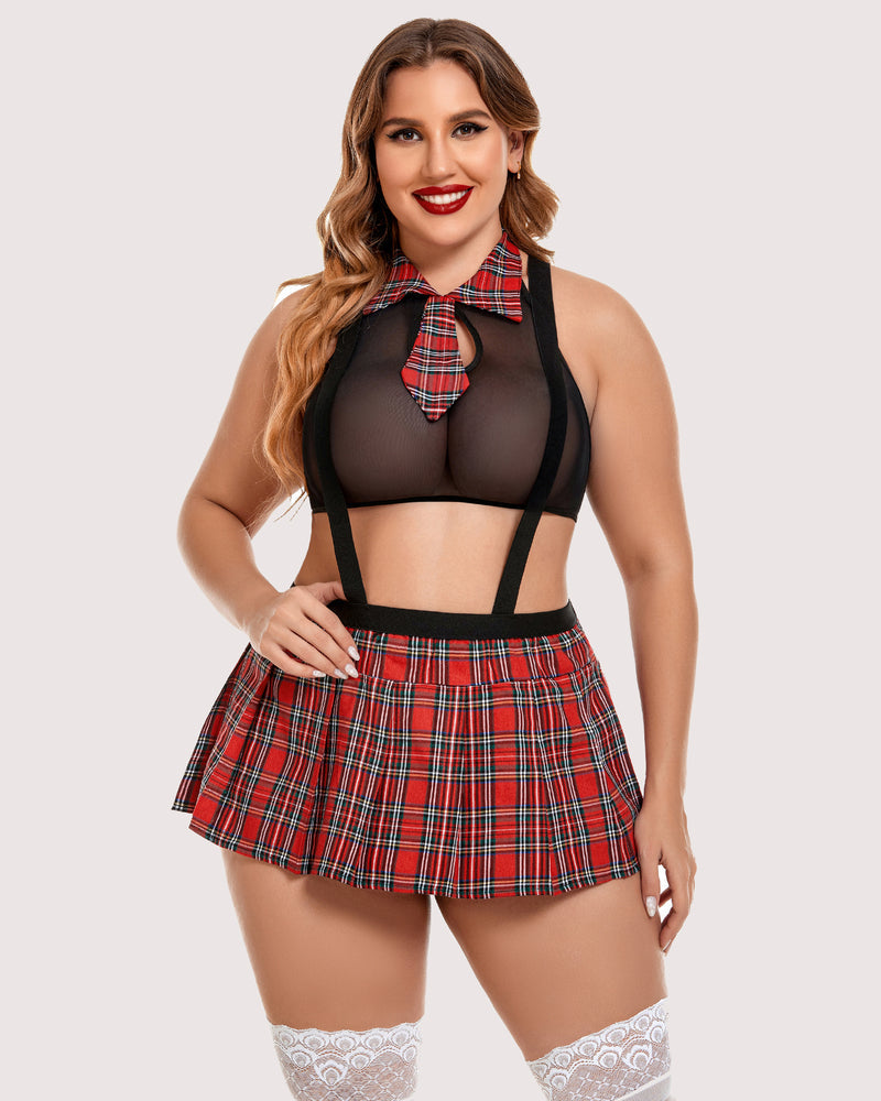 Plus Size Krawatten-Top und Mini-Rock