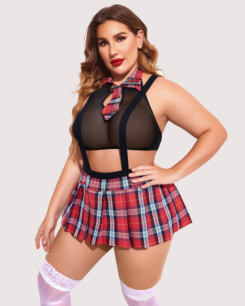 Plus Size Krawatten-Top und Mini-Rock
