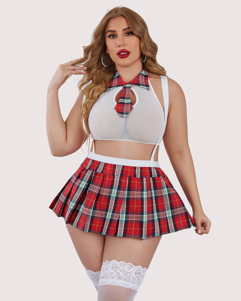 Plus Size Krawatten-Top und Mini-Rock