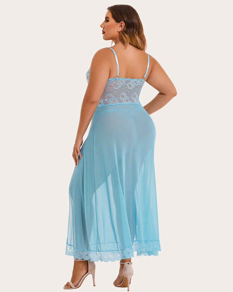 Plus Size Floral Seite Schlitze Nachthemd