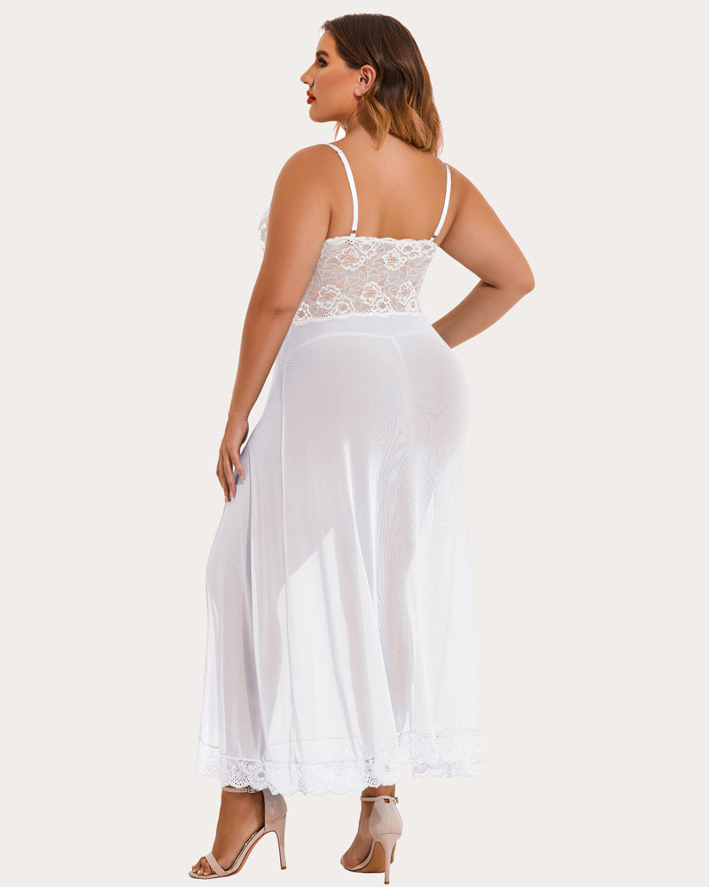 Plus Size Floral Seite Schlitze Nachthemd