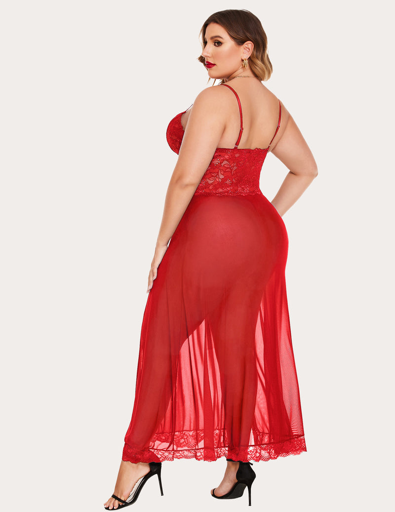 Plus Size Floral Seite Schlitze Nachthemd