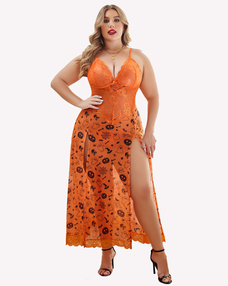 Plus Size Floral Seite Schlitze Nachthemd
