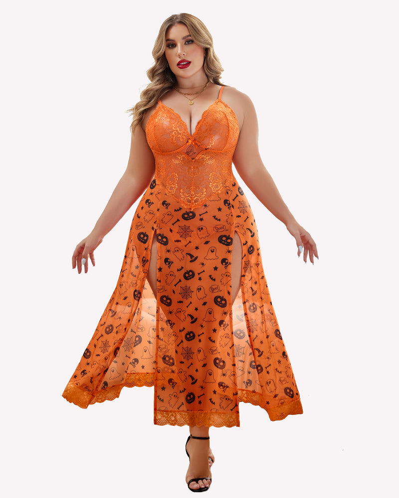 Plus Size Floral Seite Schlitze Nachthemd