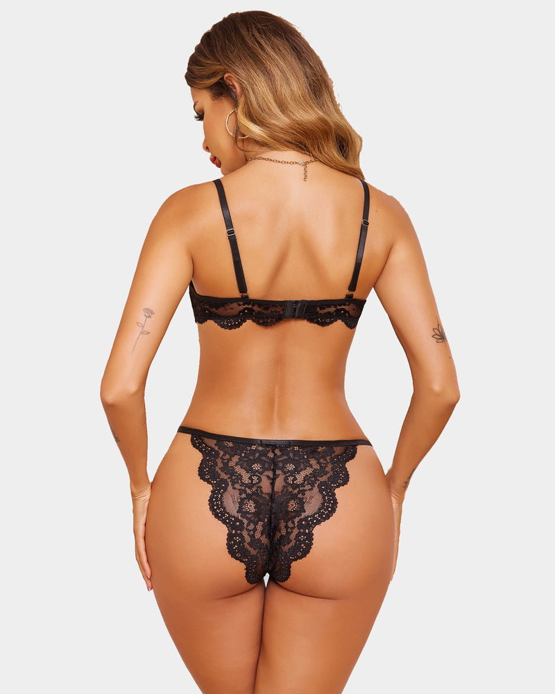 Hochzeit Floral Spitze BH und Panty Sets