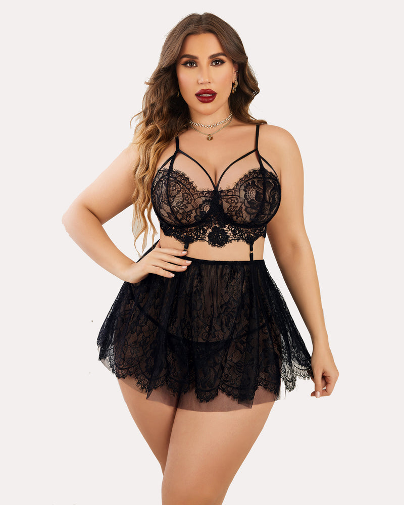 Spitze Mesh Nachtwäsche Chemise Nachthemd