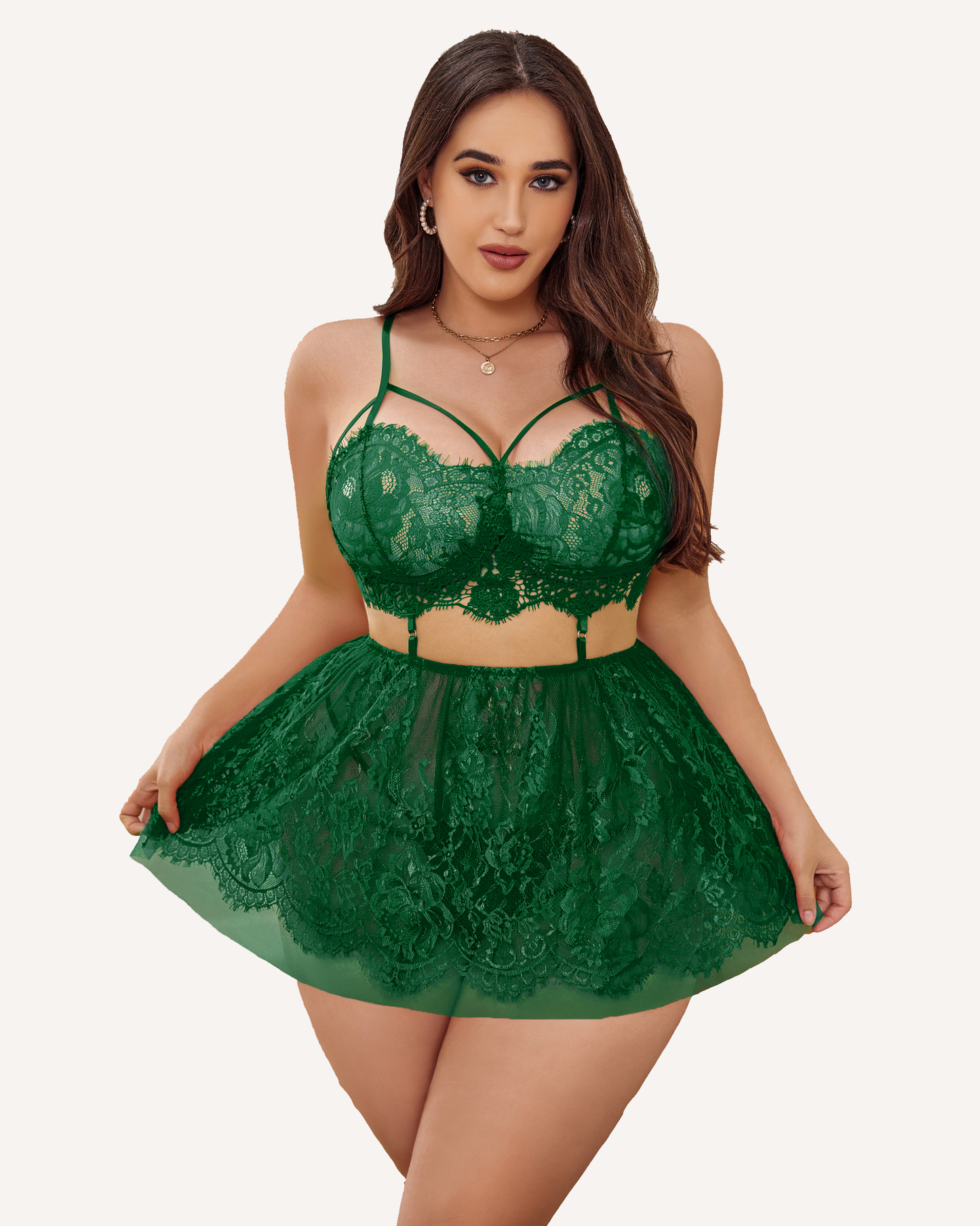Plus Size Dessous Babydoll Spitze Nachthemd