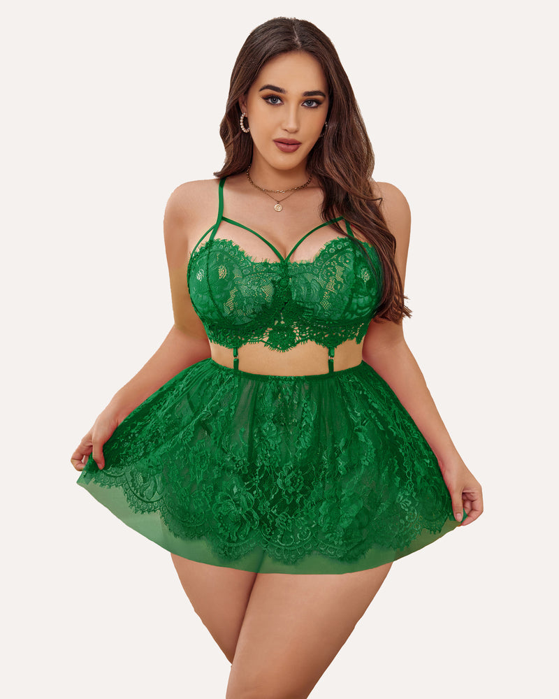 Plus Size Dessous Babydoll Spitze Nachthemd