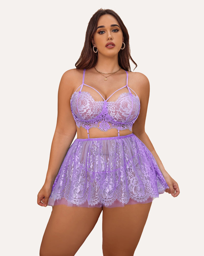 Plus Size Dessous Babydoll Spitze Nachthemd