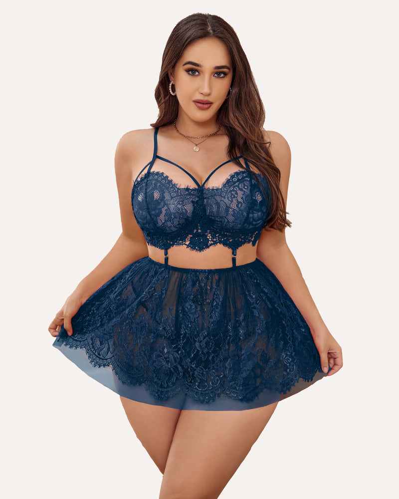 Plus Size Dessous Babydoll Spitze Nachthemd