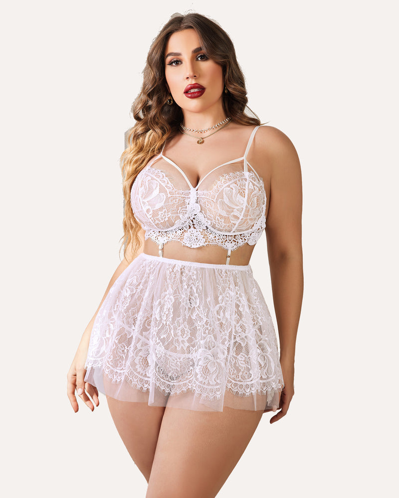 Plus Size Dessous Babydoll Spitze Nachthemd