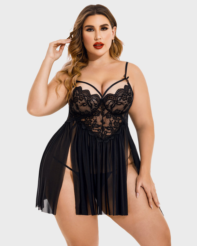 Weihnachten Plus Size Babydoll aus Spitze