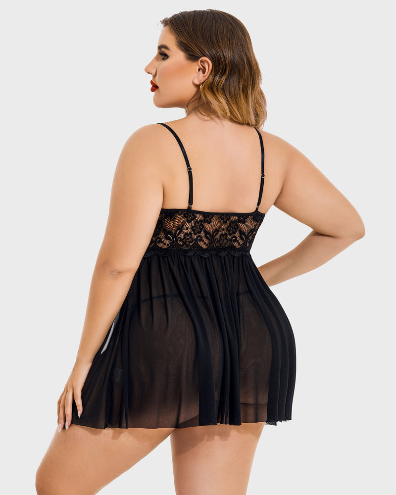 Weihnachten Plus Size Babydoll aus Spitze