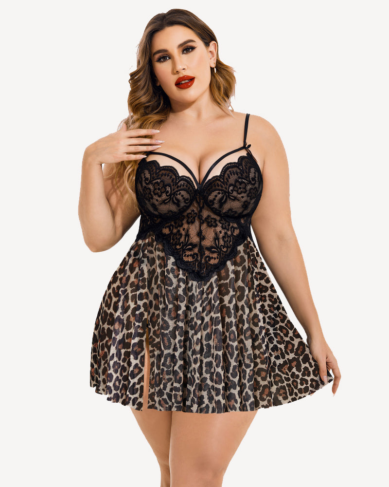 Plus Size Herz Spitze Seite Schlitz Nachthemd