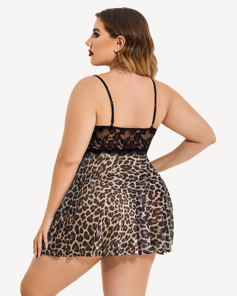 Plus Size Babydoll mit Blumendruck aus Spitze