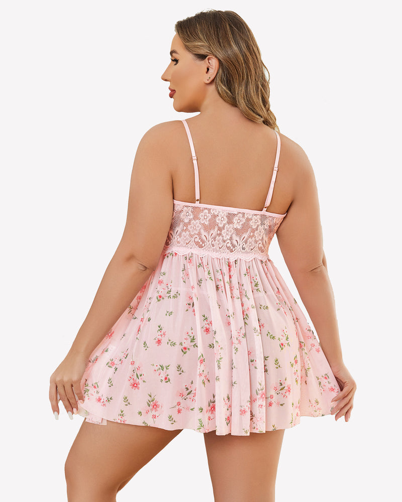 Weihnachten Plus Size Babydoll aus Spitze