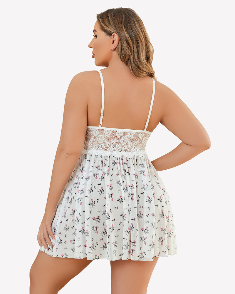 Weihnachten Plus Size Babydoll aus Spitze