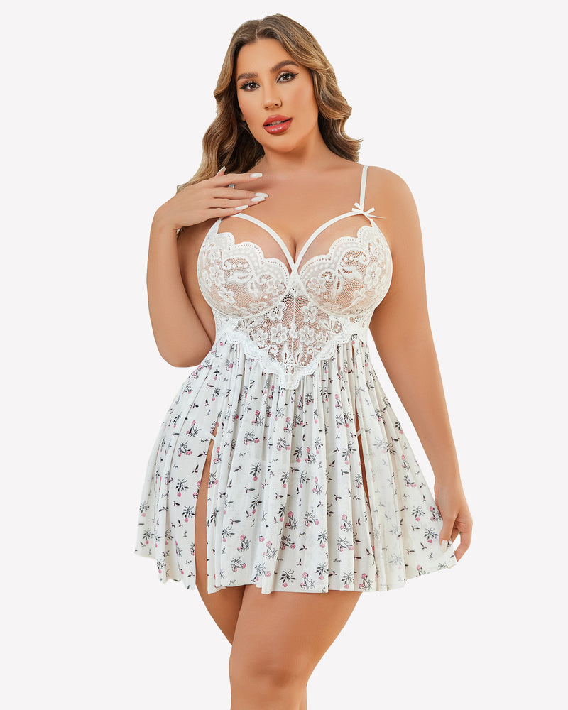 Weihnachten Plus Size Babydoll aus Spitze
