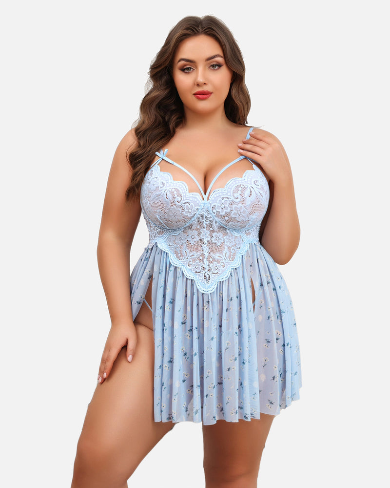 Weihnachten Plus Size Babydoll aus Spitze