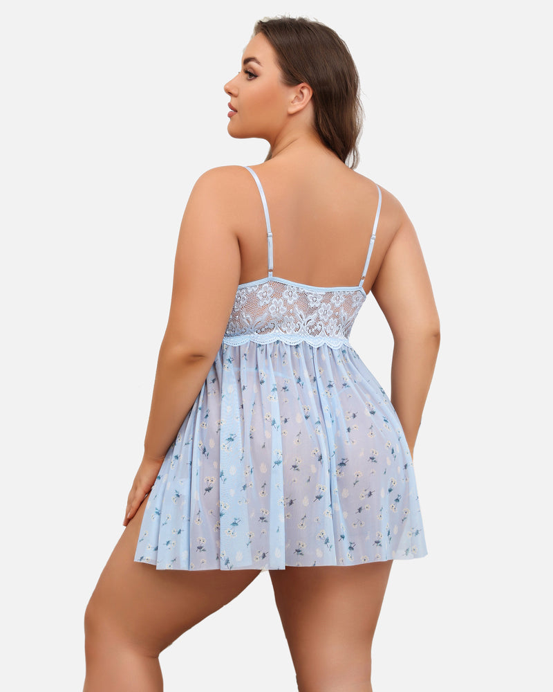 Weihnachten Plus Size Babydoll aus Spitze