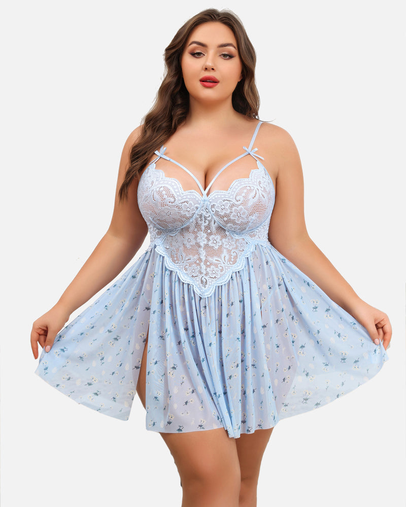 Weihnachten Plus Size Babydoll aus Spitze